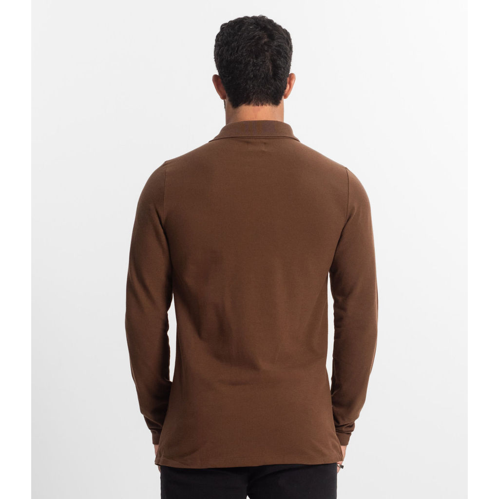 Detalhes do Polo Manga Longa Masculina Diametro Marrom