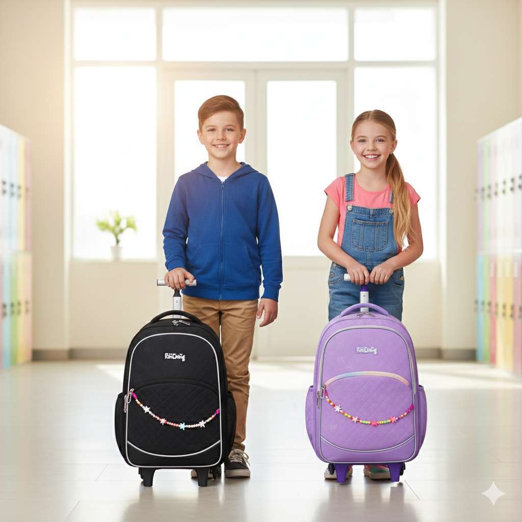 Mochila Escolar Infantil com Rodinhas – Leve, Resistente, Design Moderno, para Menino e Menina