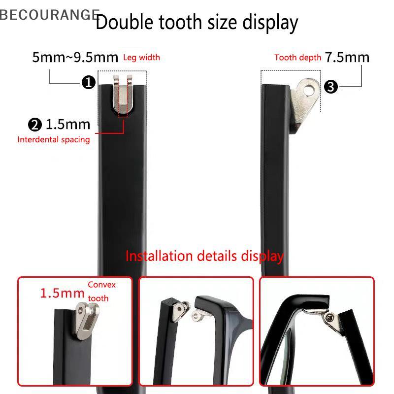 BEC 1 Par De Óculos Templo Braço Dente Duplo Dentes Planos TR90 Substituição Antiderrapante Perna Acessórios De Reparo N