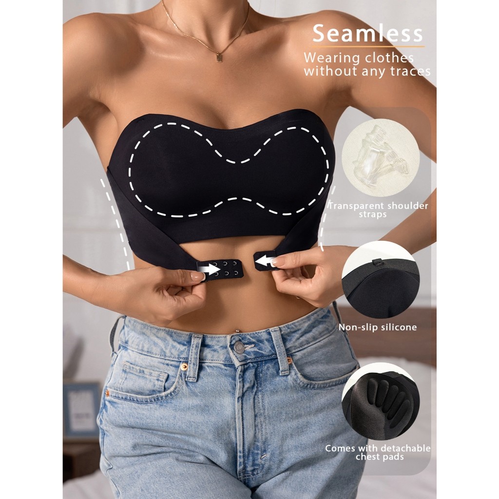 Sutiã Sem Aro Feminino Confortável, Top Sem Costura Invisível - Almofada Removível, Leve, Ajuste Perfeito para Dia a Dia em Oferta na Shopee
