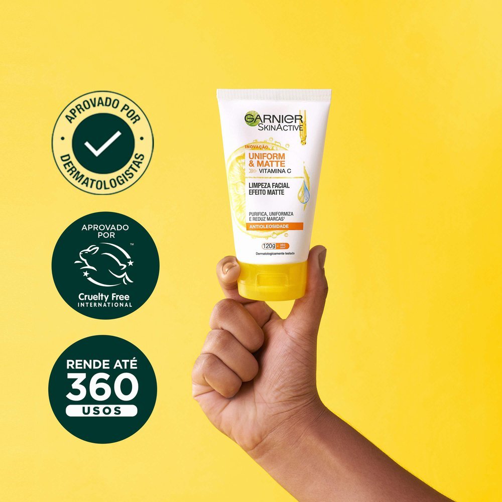 Detalhes do Limpeza Facial Garnier Uniform & Matte Vitamina C Antioleosidade 120g