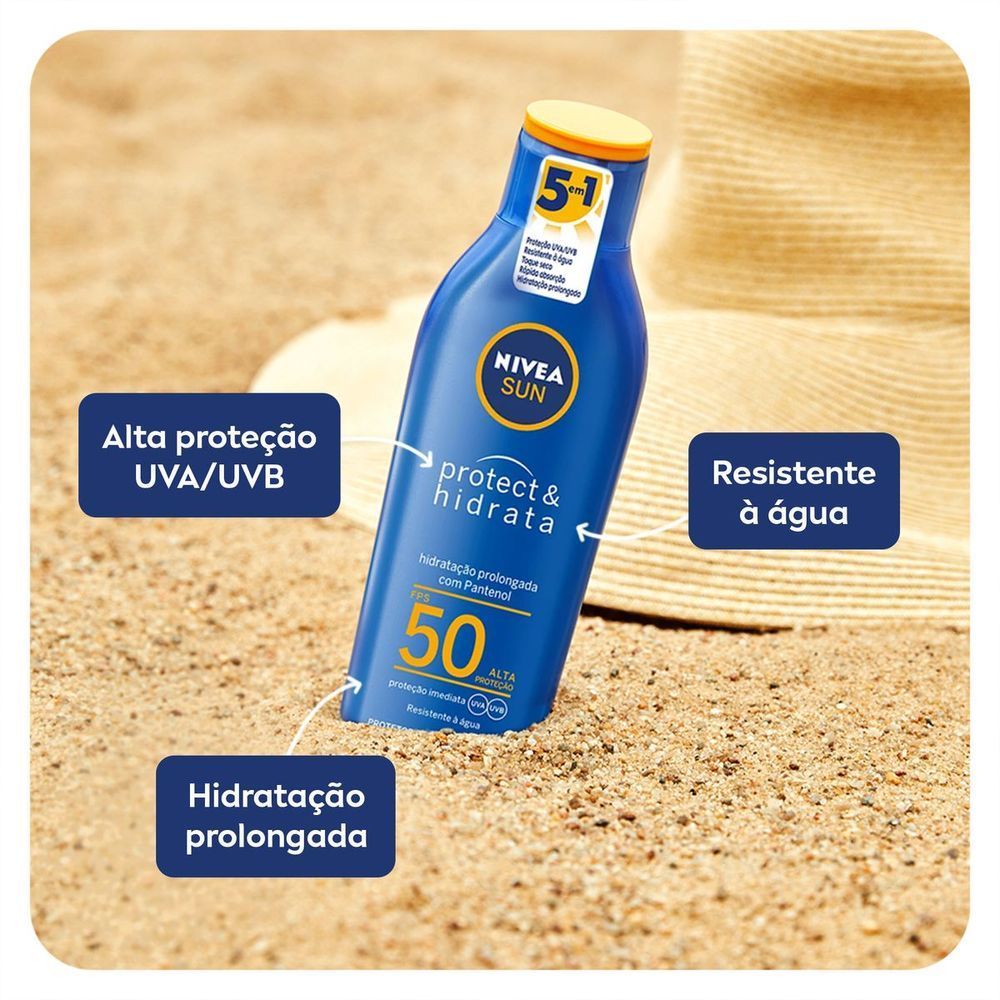 Detalhes do Protetor Solar Nivea Sun Protect & Hidrata FPS 50 Loção 400ml