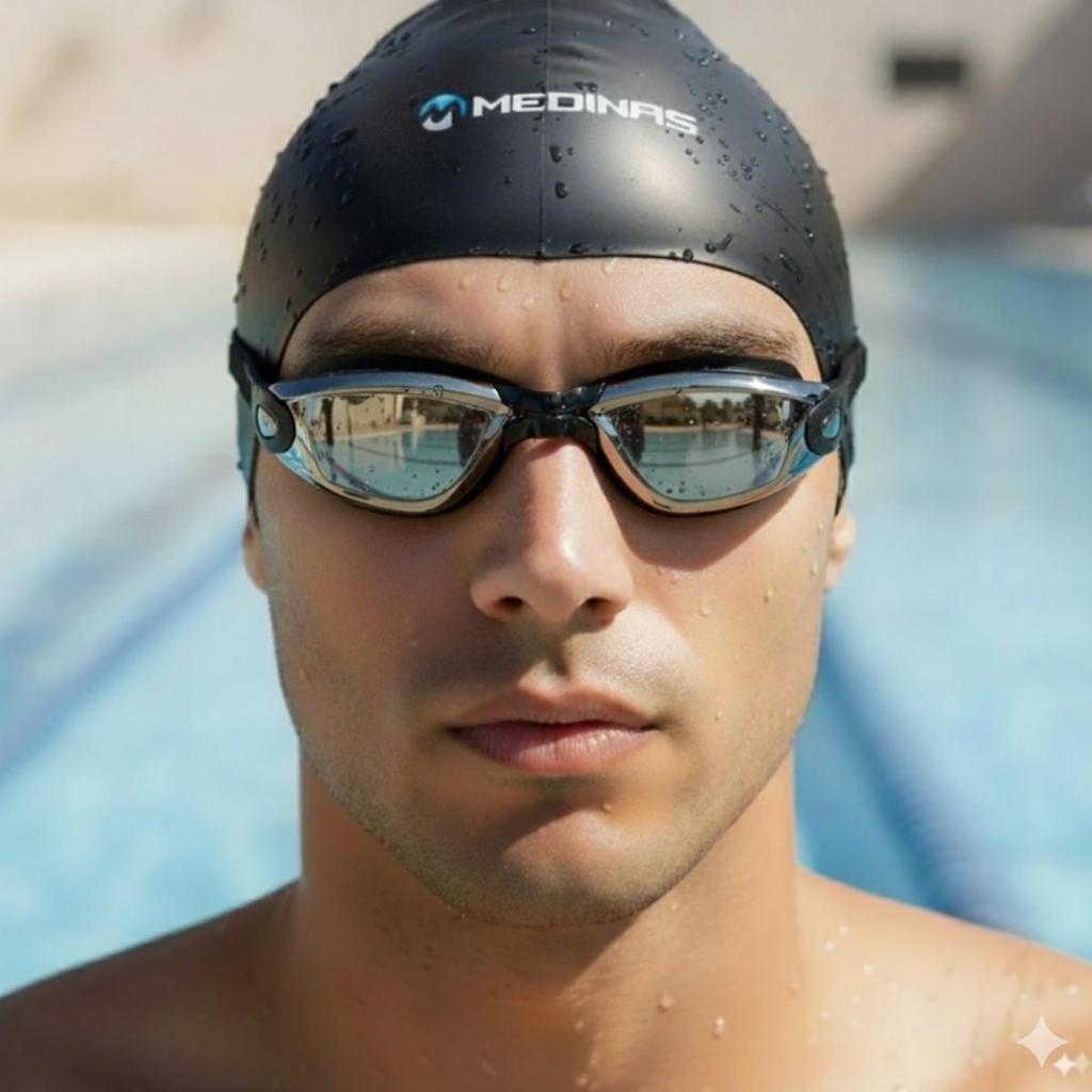 Óculos De Natação Espelhado Medinas Dolphining Uv Antifog