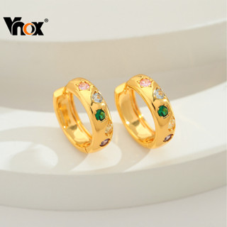 Brincos De Argola Cúbicos De Zircônia Colorida Vnox Para Mulheres E Meninas , Brinco Brilhante De Aço Inoxidável Em Ouro em Oferta na Shopee