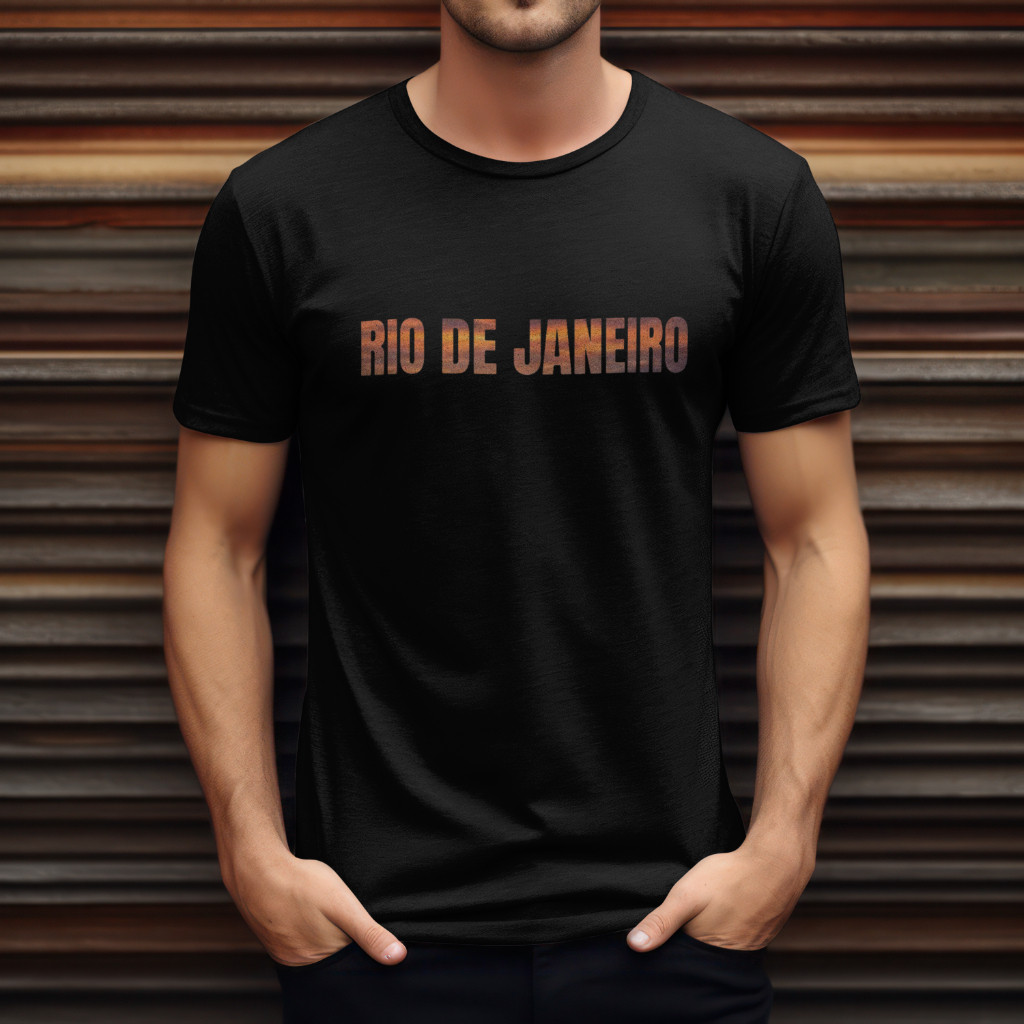 Camiseta T-shirt Slim Estampa Rio de Janeiro Caimento Perfeito 100% Algodão Fio 30.1 penteado