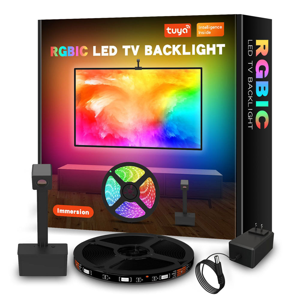 Novo RGB IC Smart WiFi Luz De Fundo De TV Ambiente Com Câmera Controle De Aplicativo Musi Sync LED Strip Light Funciona