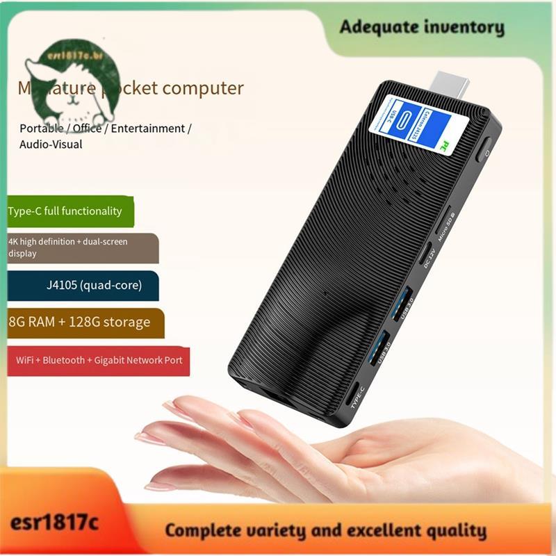 Mini PC Stick WiFi5 8GB 128 Laptop-Compatível 2.0 4K Desktops Computador