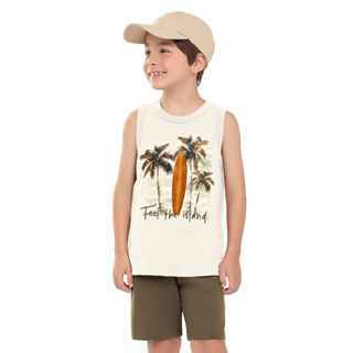 Conjunto Infantil Menino Estampa Verão Elian Bege em Oferta na Shopee