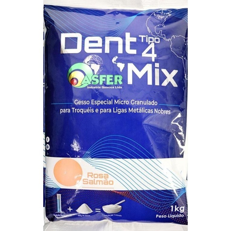 Gesso Especial tipo 4 Dent Mix - Cor Salmão - Asfer - 1KG