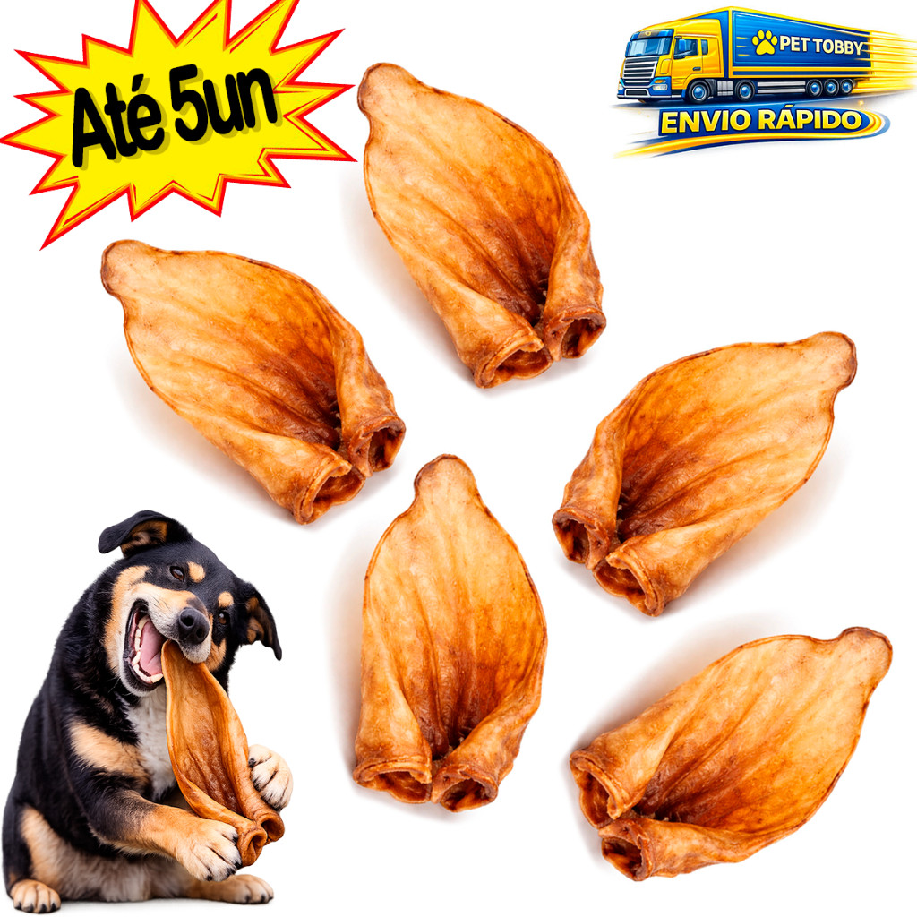 Orelha Bovina Comestível Para Cachorro Mordedor Natural Desidratado Petisco Pet