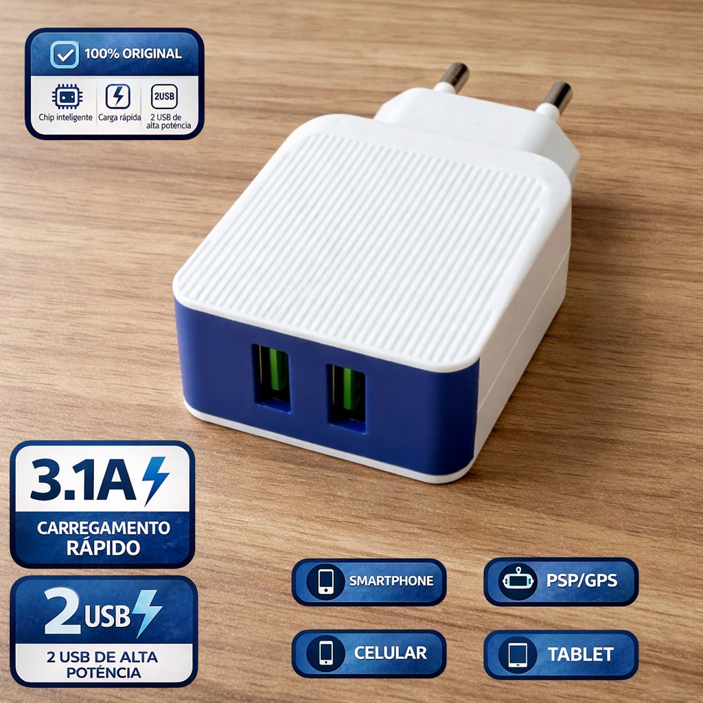 Kit 5 ou 10 Unidades de Fonte USB Tomada Parede 5V 2A Compatível com Varios Dispositivos !