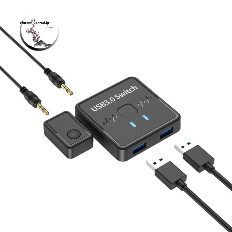 Novo Interruptor Compartilhador De Impressora USB 3.0 2 Em 1 Saída 2 Computadores Compartilhar 1 Mouse Teclado Disco Ríg