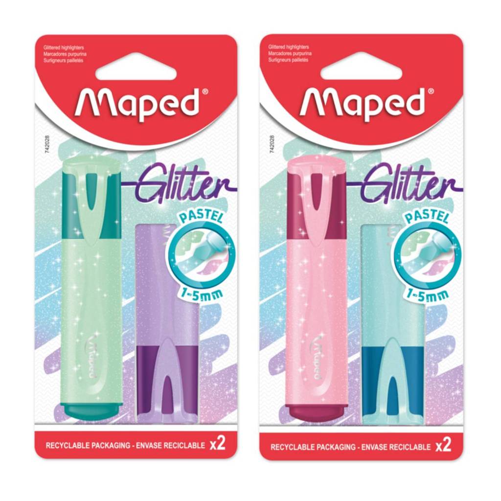 Pincel marca texto Fluo'Peps Glitter Pastel estojo 2 cores 742028 Maped