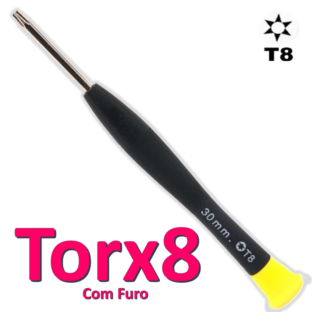 Chave Torx T8 30mm Com Furo Profissional - Abrir PS3 PS4 PS5 e Xbox 