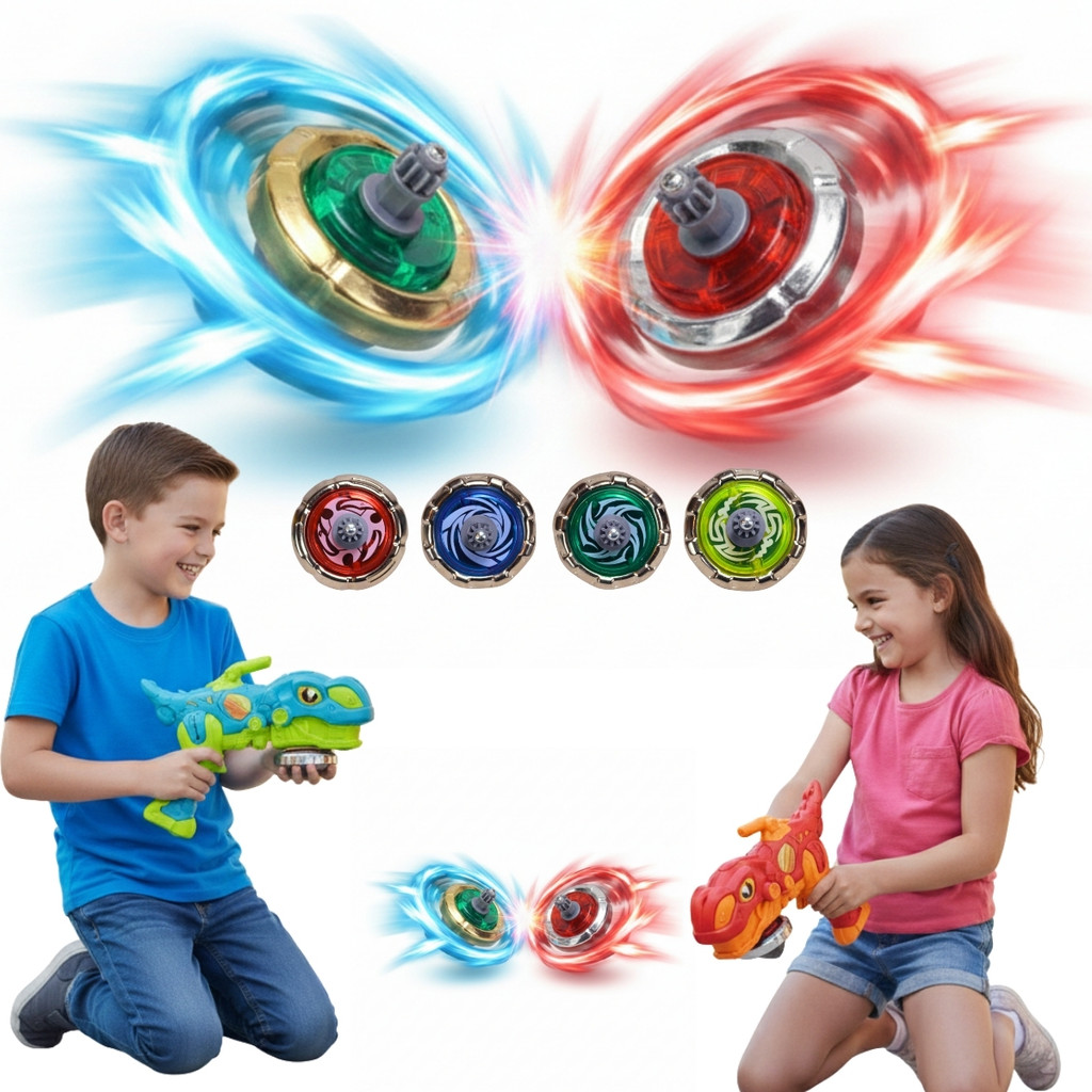 Batalha de Bayblade Kit 4 Peão e 2 Lançadores C/ Luz Infantil - Castela Batalha de Bayblade Kit 4 Peão e 2 Lançadores C/ Luz Infantil - Castela