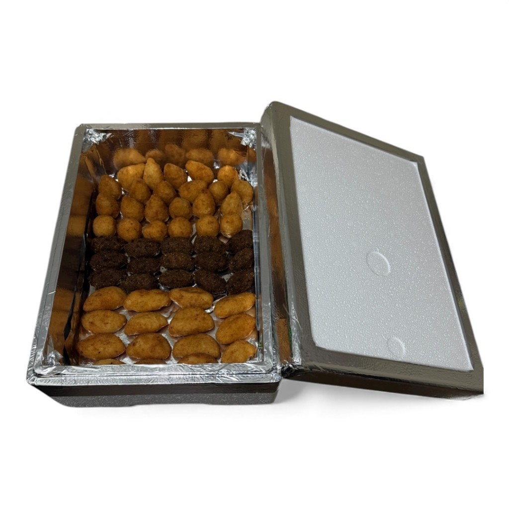 Caixa de isopor térmica reforçada laminada de 8L para espetos, churrasco, salgados, peixes, doces