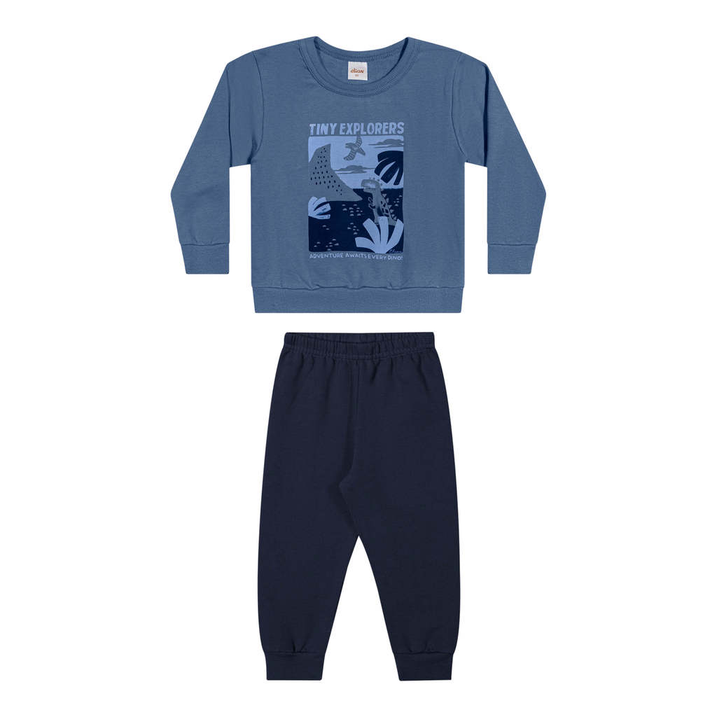 Conjunto Longo Infantil Menino Explorers Elian Azul em Oferta na Shopee