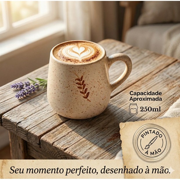 Caneca 250ml Cerâmica Pintada à Mão Xícara Café Chá Chocolate Quente cappuccino Sucos Leite Decoração Presente Criativo