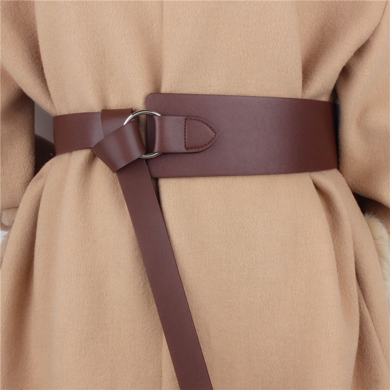 Moda casaco cinto de couro genuíno vestido decorativo feminino cintura estreita anel cinto terno acessórios cinto largo