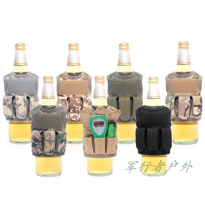 Ao ar livre multifuncional tático Molle colete suporte de garrafa de vinho ventilador militar EDC suporte de copo de águ