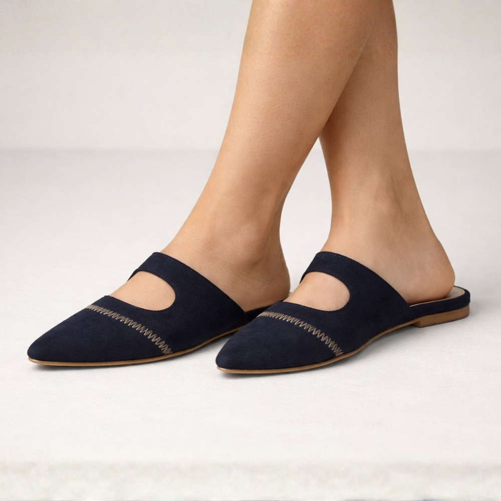 Mule Feminino Bico Fino Confortável Elegante Trabalho Escritório Casual Dia a Dia Moda Feminina