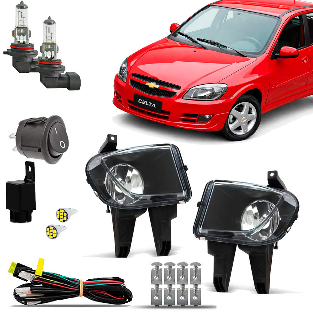 Kit Farol Milha Celta 07/15 Prisma 07/12 Tictac Halógena Branco
