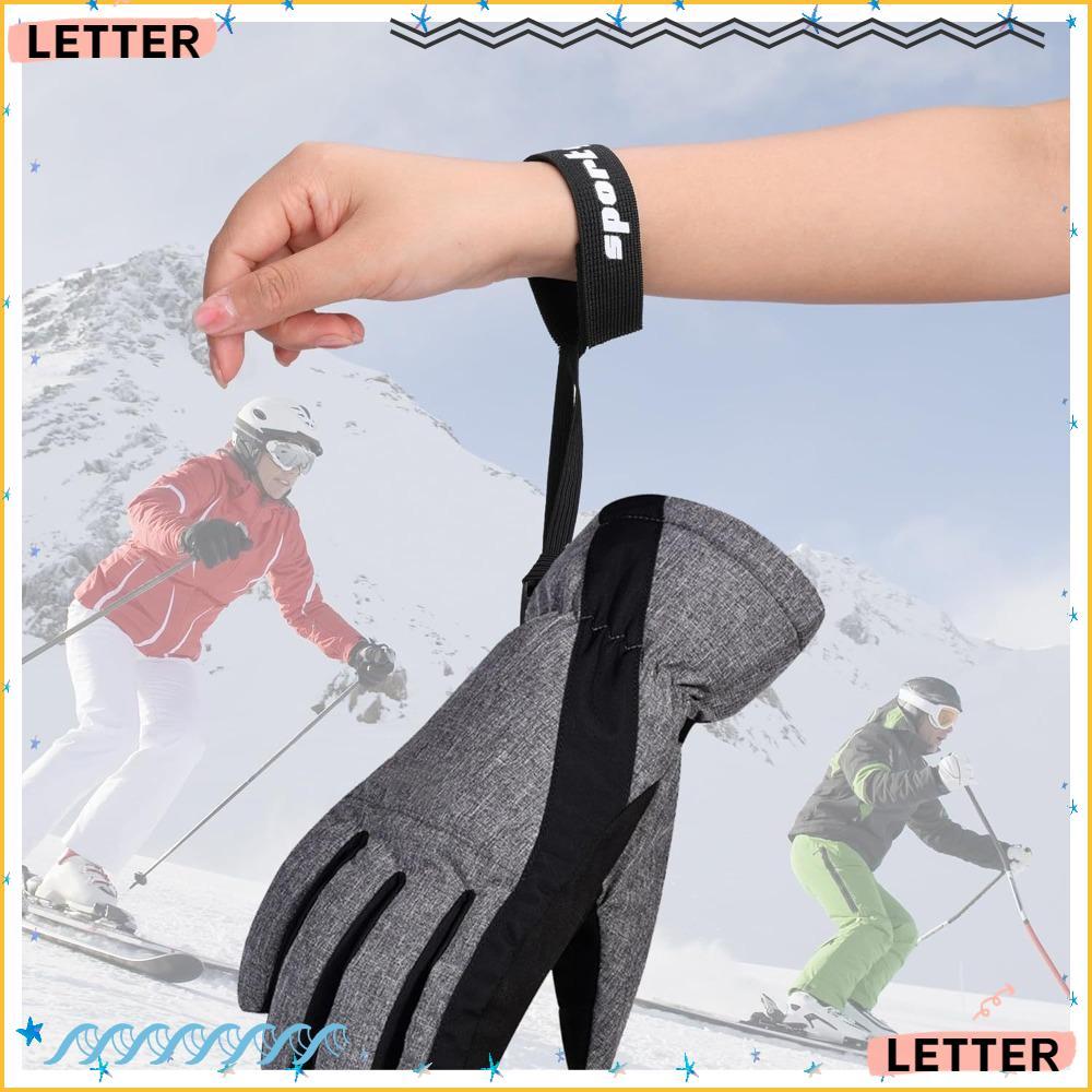 Carta 4 Peças Alça De Pulso Para Luva De Esqui , Suporte De Elástica Preta , Esportiva Ajustável Portátil