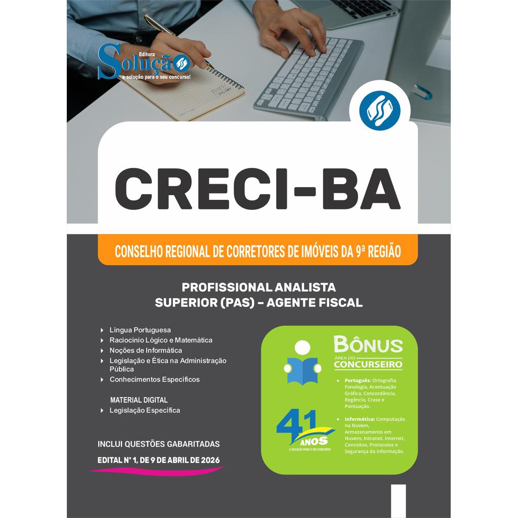 Apostila CRECI-BA  - Profissional Analista Superior (PAS) - Agente Fiscal (Urbano)