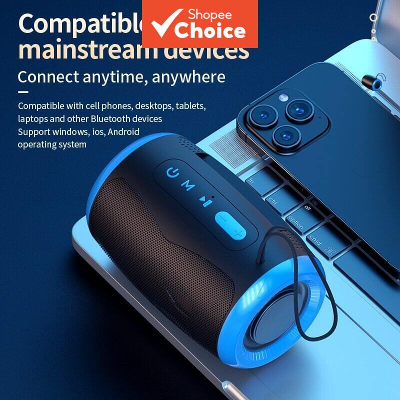 Caixa de Som Portátil TSN-1 Altifalante Bluetooth Sem Fio com Modos 5.3 Estéreo FM/SD/USB/Aux À Prova D'Água para Hi-Fi