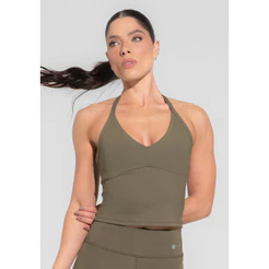 CAMISETA FITNESS FEMININA COM AMARRAÇÃO NO PESCOÇO BÁSICA DLK