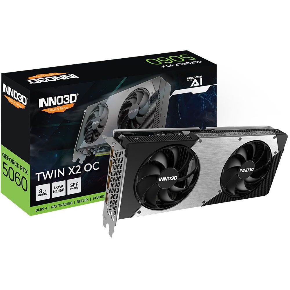 Placa de Vídeo NVIDIA GeForce INNO3D RTX5060 8GB TWIN X2  OC V2 GDDR7