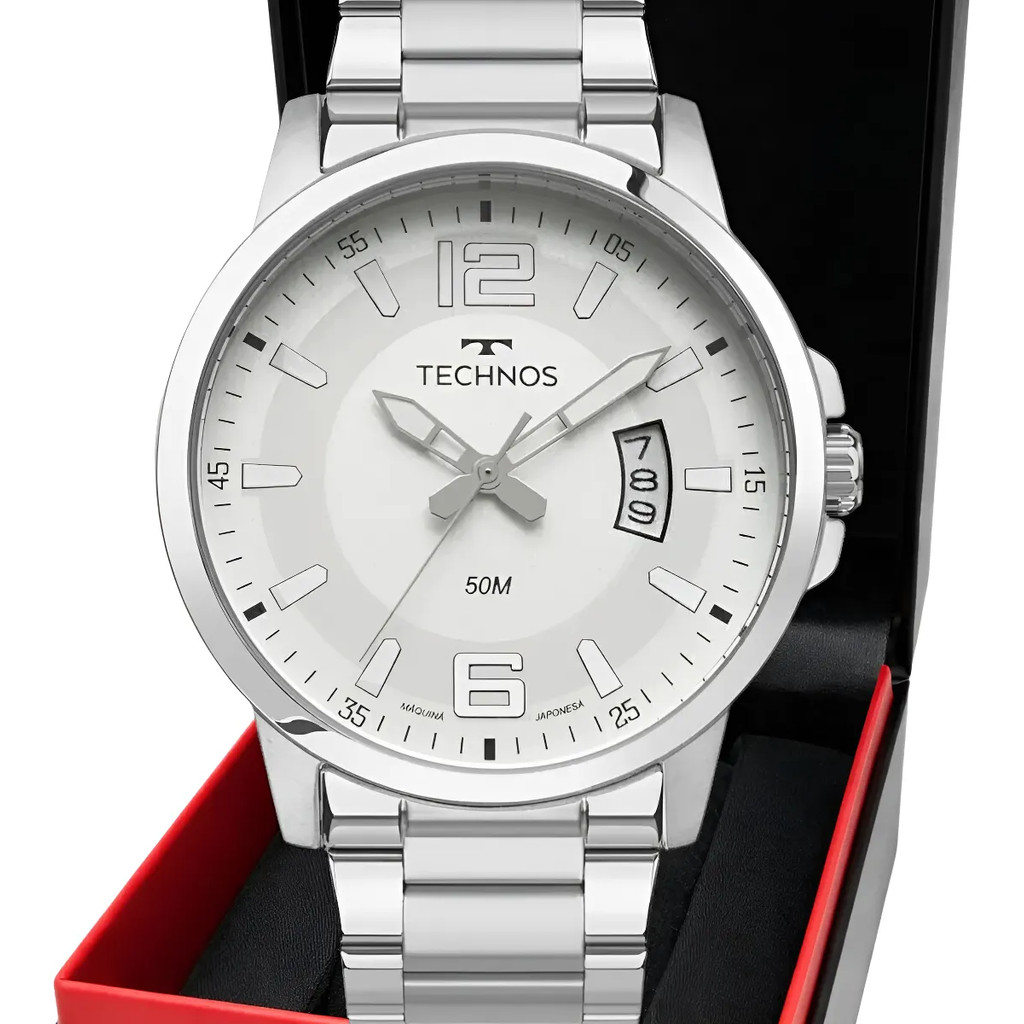 Relógio Technos Masculino Prateado Aço Inox Original 2315LAR1K