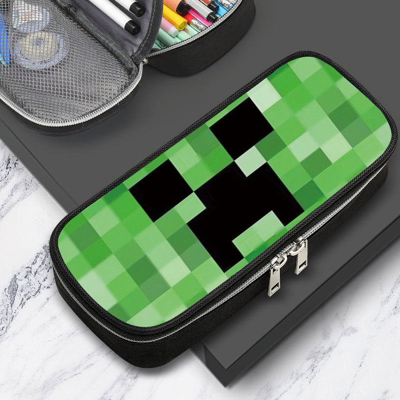 Estojo de Lápis de Grande Capacidade de Três Camadas do Minecraft Steve Alex Presente de Aniversário para Crianças em Oferta na Shopee