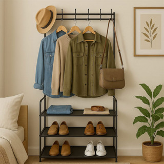 Arara Quarto Roupas Cabideiro Sapateira de Chão Resistente em Oferta na Shopee