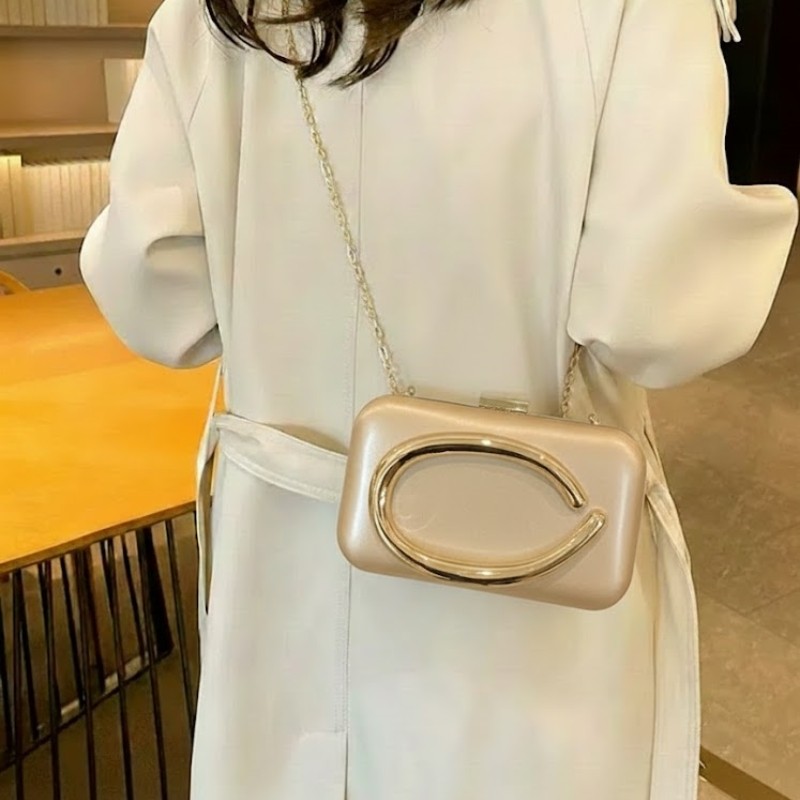 Detalhes do Bolsa Clutch Feminina Luxo para Festa e Casamento – Bolsa de Mão Elegante com Alça Corrente Metálica