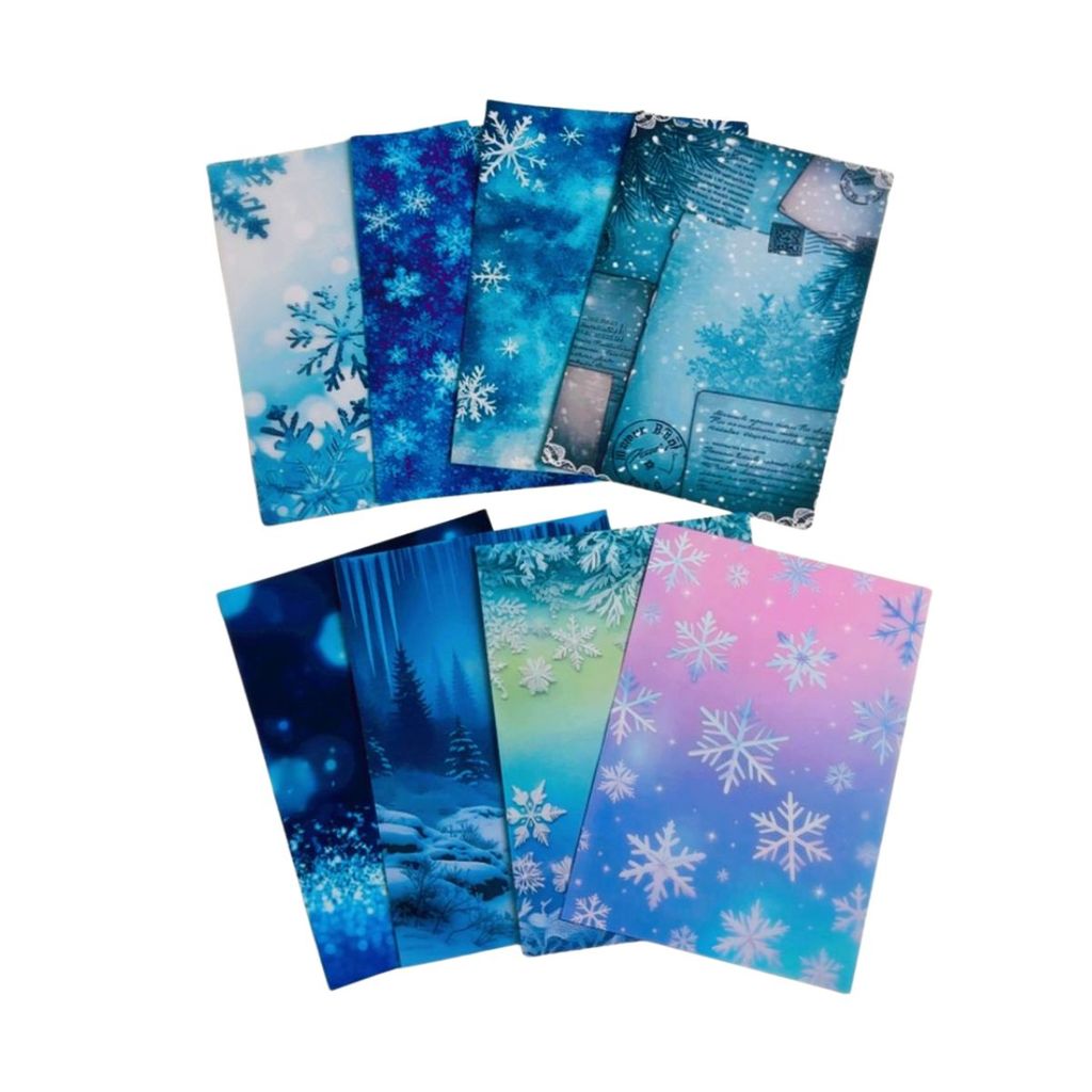 Kit Colagens Adesivos A5 16 Papeis Decorados Inverno Scrapbook Journal