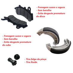 Kit Pastilha Dianteira Lona Patim Tambor Reparo Freio Titan Fan Cargo Start 160 CBS 18 em diante
