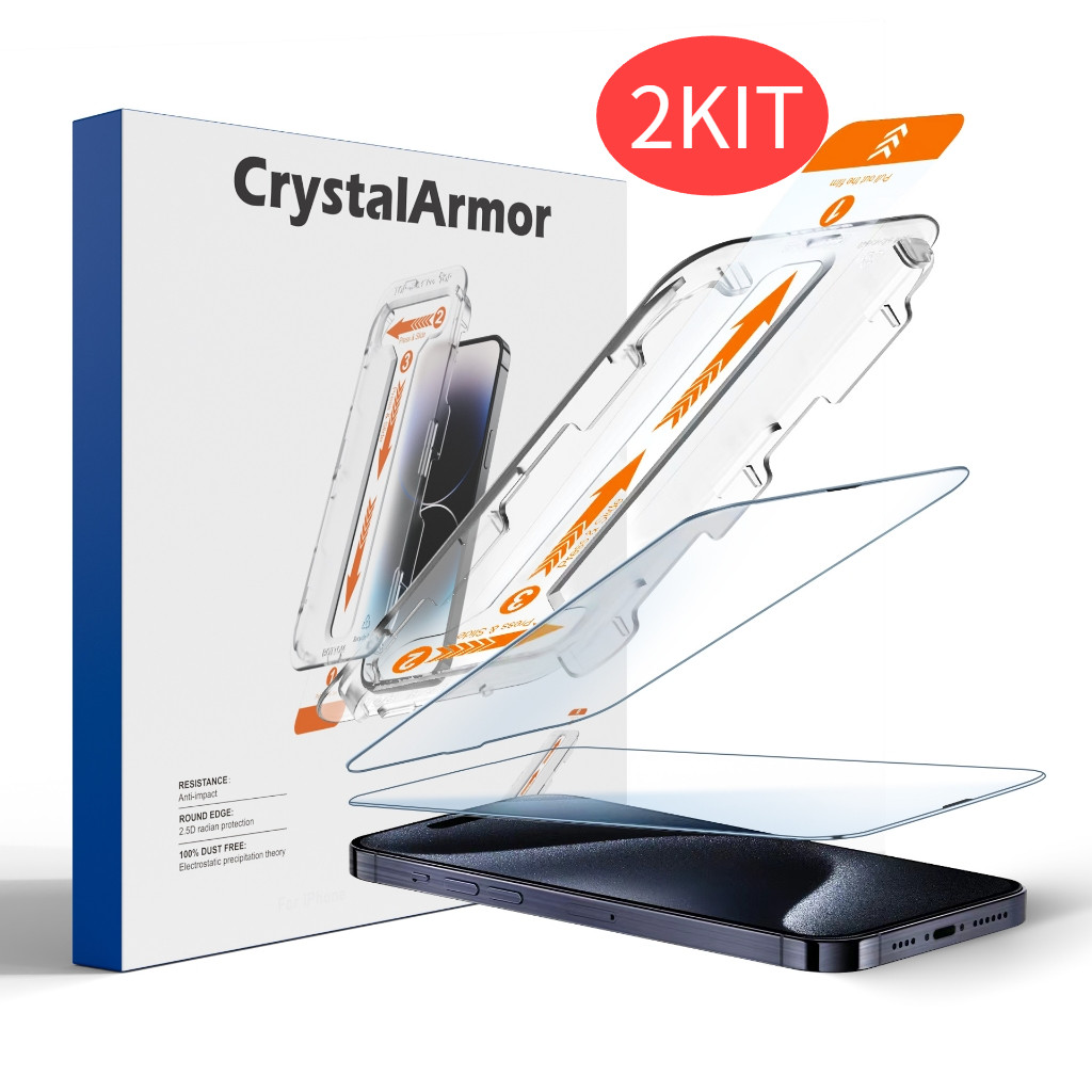 Crystal Armor tela de remoçãoautomática de poeira com vidro emperado para iPhone Xr/11/12/13/14/15/16/17 Plus/Pro/ProMax