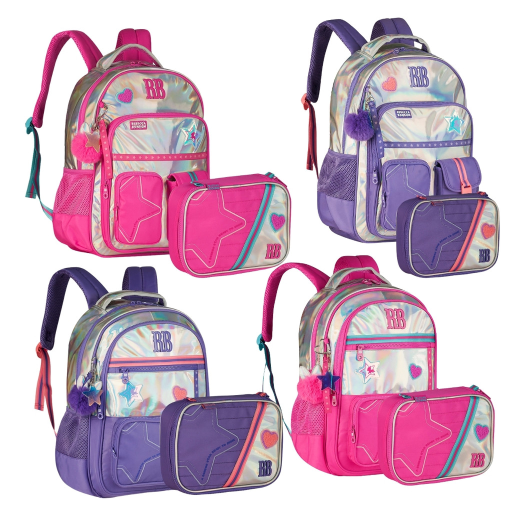 Kit Mochila Rebecca Bonbon Clio Metalizado Costas em Oferta na Shopee