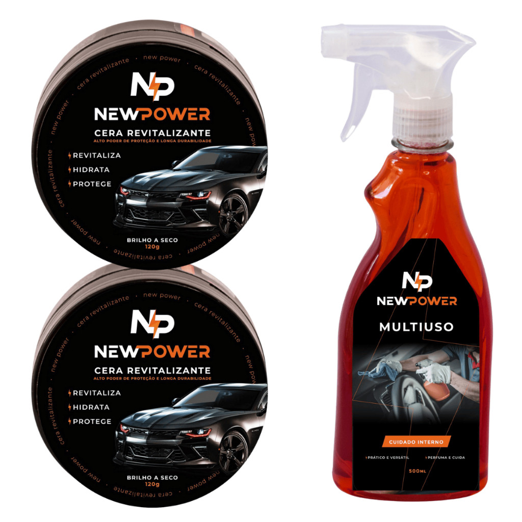 Kit de higienização automotiva (1 Uni Super limpa tudo multiuso + 2 Uni revitalizador de plástico)
