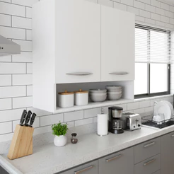 QUEIMA DE ESTOQUE - Armário Aéreo Multiuso para Cozinha com 2 Portas e Nicho