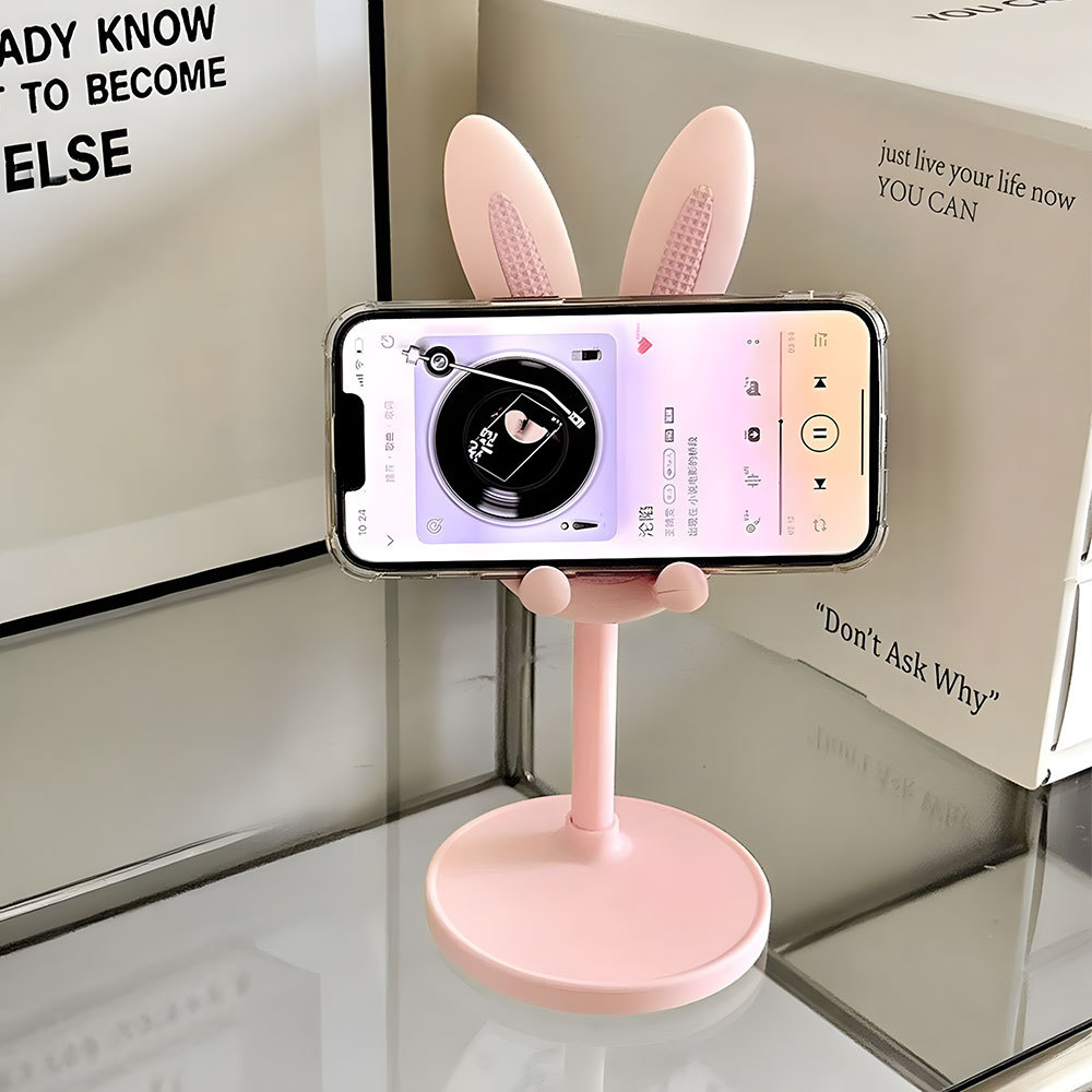 Suporte Para Celular e Tablet Mesa Orelha de Coelho Ajustável Fofo