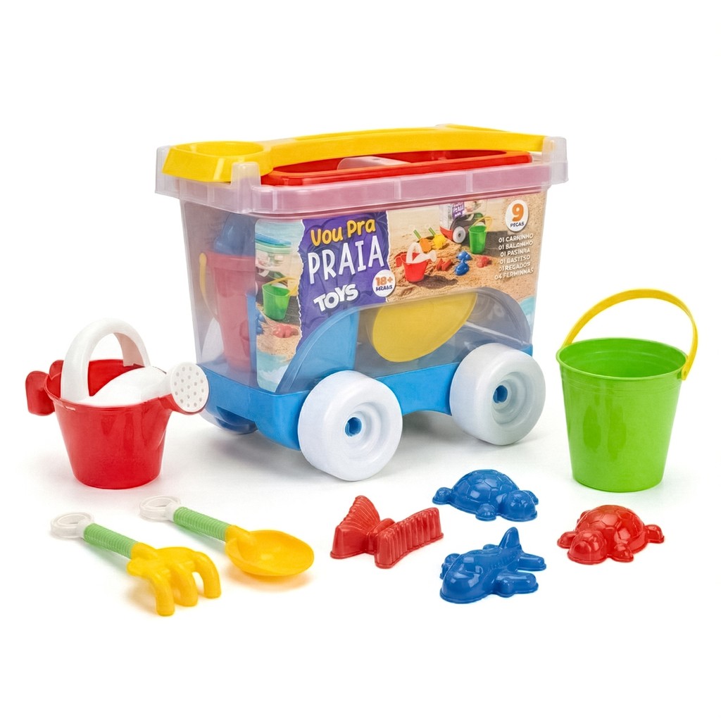 Conjunto Vou Pra Praia Kit Brinquedo De Areia Com Baldinho Regador Carrinho E Moldes - Toys