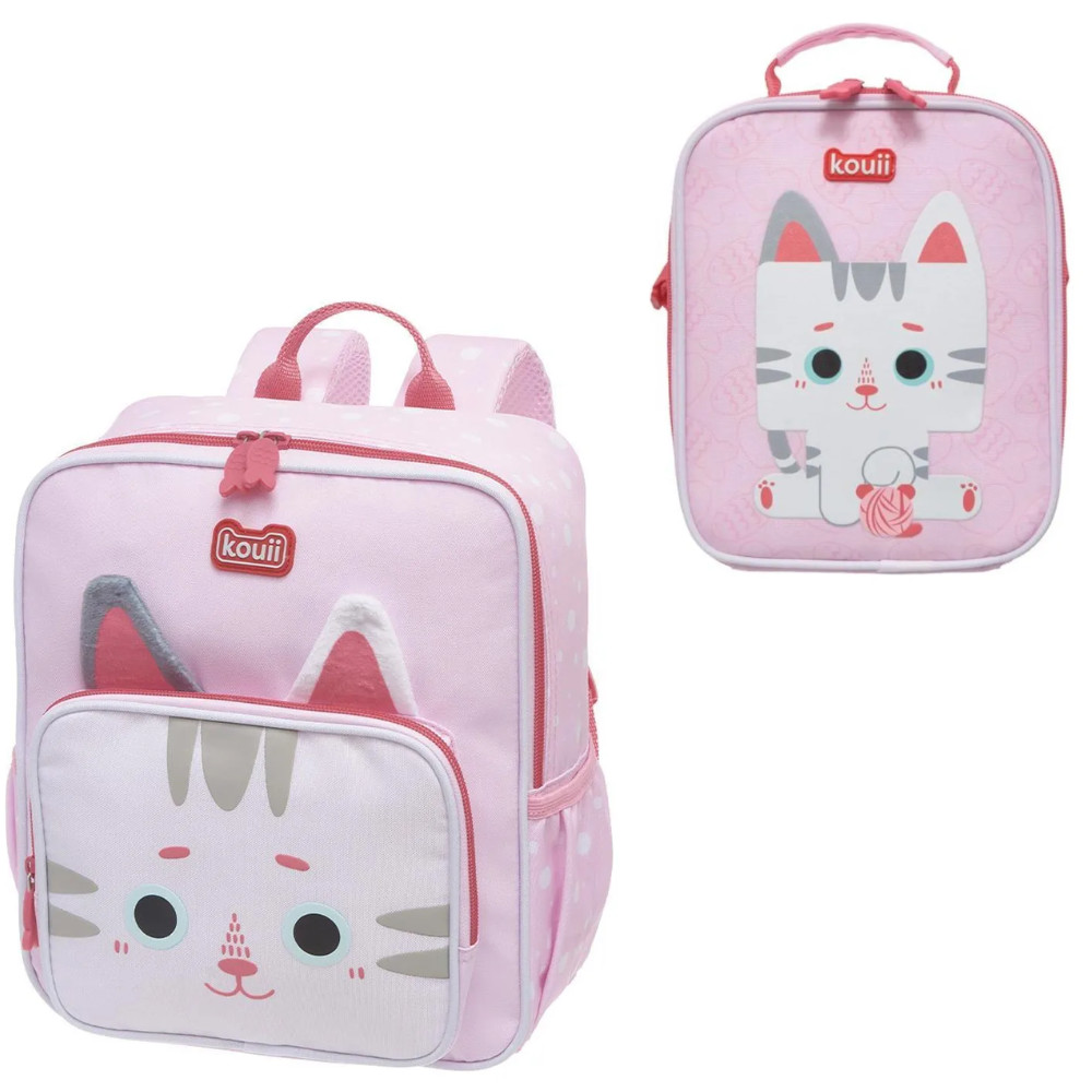 KIT MOCHILA COSTAS E LANCHEIRA GATINHA - KOUII