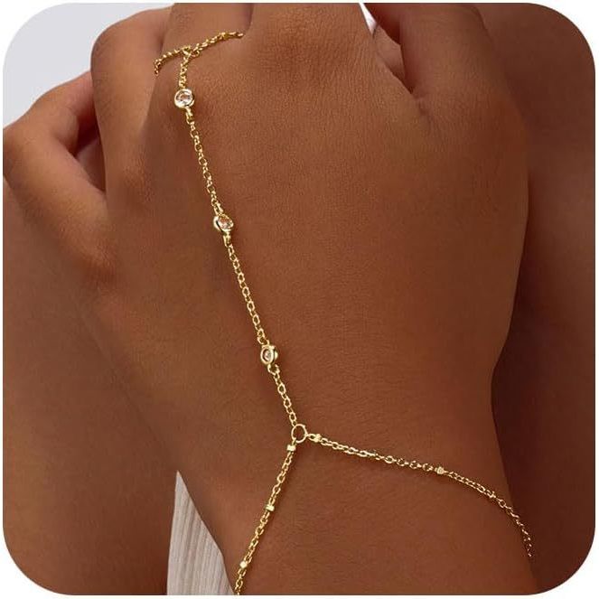 Conjunto de Pulseira e Anel de Corrente Feminino Estilo Simples Personalidade Presente Mais Vendido