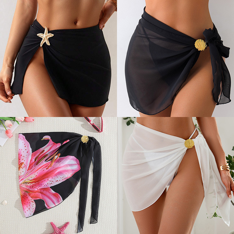 Acessórios de concha de Metal gaze maiô capa saia praia biquíni blusa enrolada