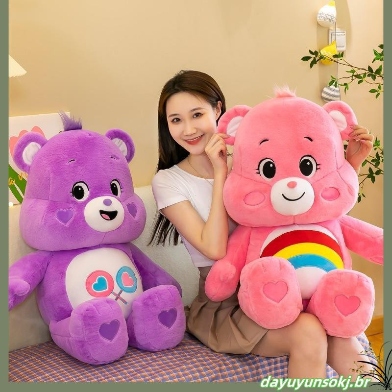 Ursinhos carinhosos care bears Brinquedo de pelúcia urso arco-íris travesseiro macio infantil presente de aniversário em Oferta na Shopee