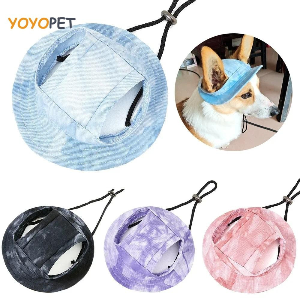 Chapéu Para Animais De Estimação Com Furos As Orelhas Verão Ao Ar Livre Bonito Cão Gato Colorido Ajustável Boné De Beise