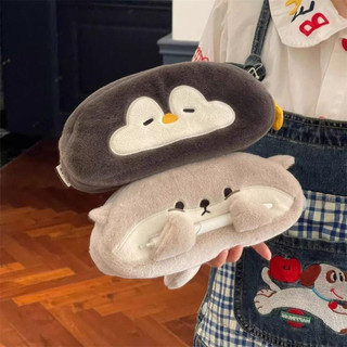 Bolsa De Caneta De Pelúcia De Grande Capacidade-Design De Pinguim Lontra Para Papelaria Escolar