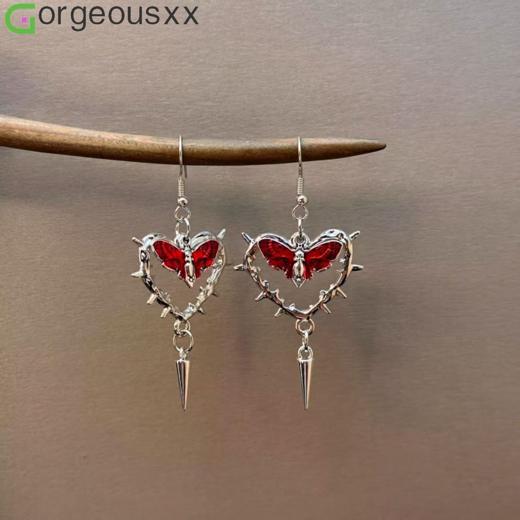 [Gorgeousxx] Punk Fashion Thorn Love Heart Cone Pingente Brincos De Gancho Para Mulheres Joias De Halloween